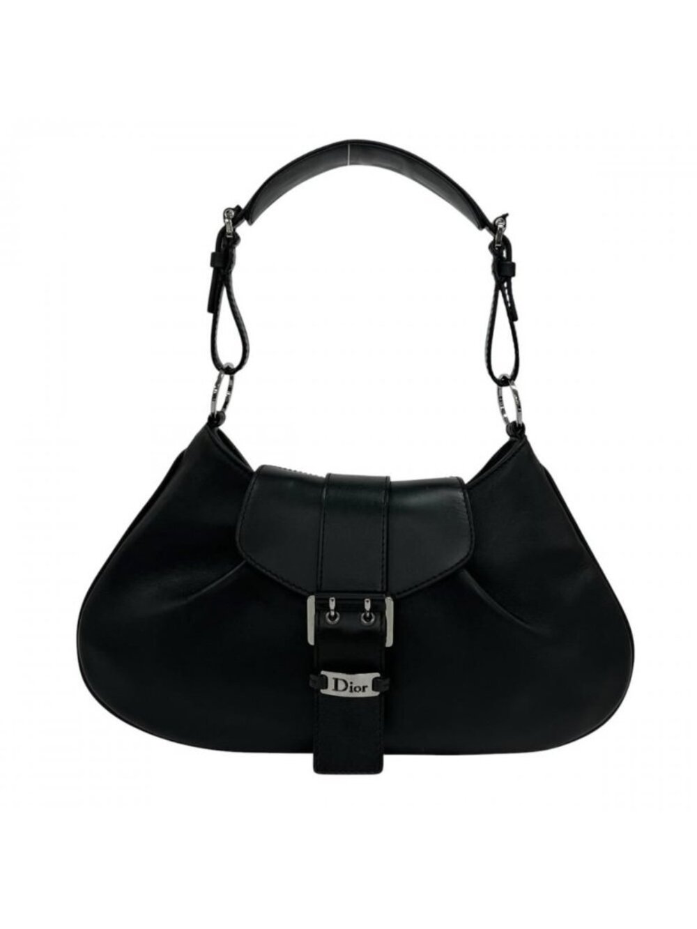 Prada Shoulder Bag Street Chic Leather Black Silver